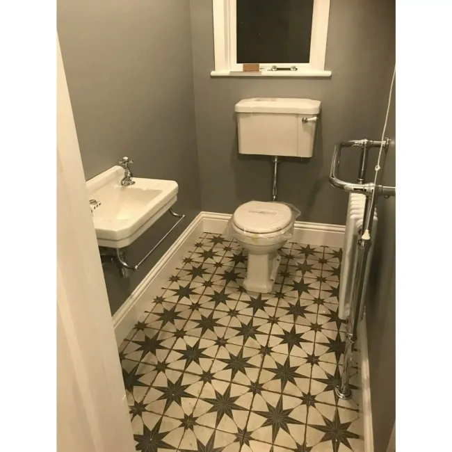 Metropolis Star Black Patterned Matt Ceramic Tile 450x450mm