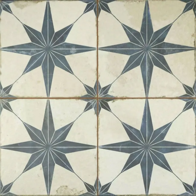 Metropolis Star Indigo Blue Patterned Matt Ceramic Tile 450x450mm