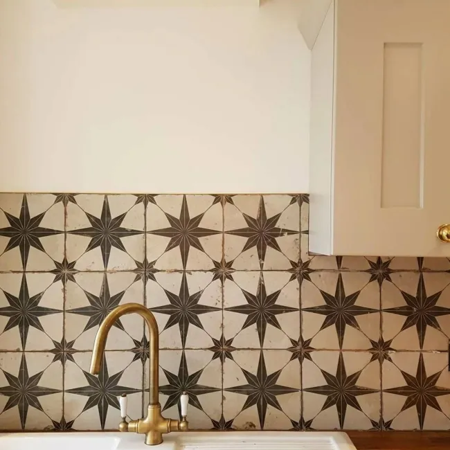 Metropolis Star Black Patterned Matt Ceramic Tile 450x450mm