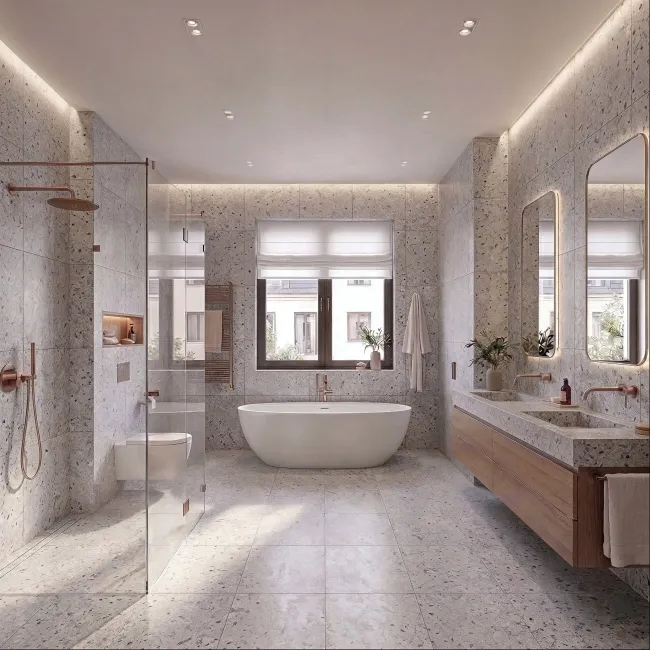 Mixy Grey Terrazzo Look Matt Porcelain Tile 600x600mm