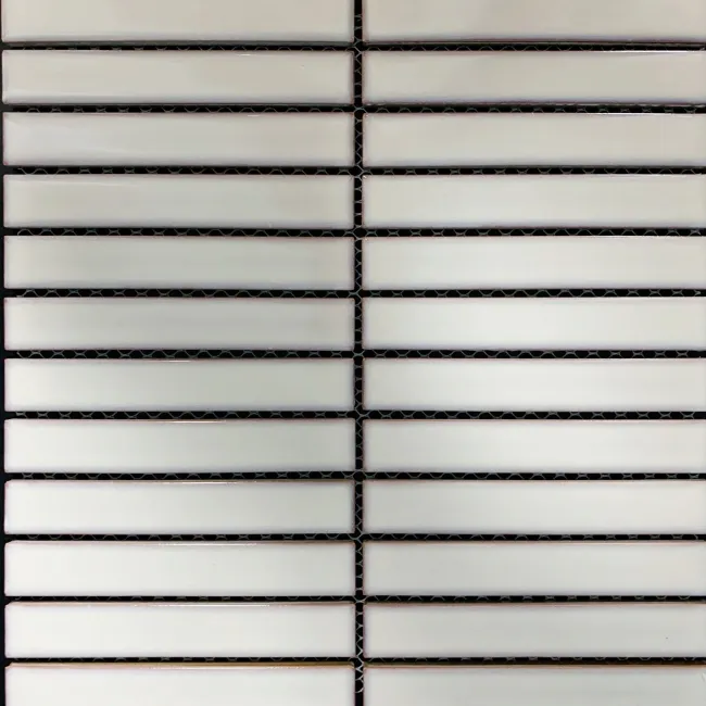 Antique White Gloss Porcelain KitKat Finger Mosaic 296x300mm