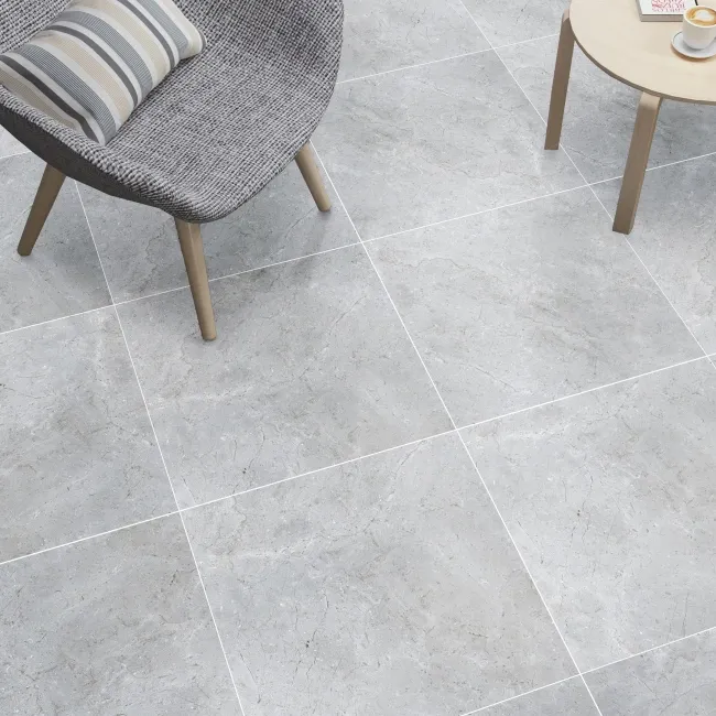Bourke Light Grey Stone Look Matt Porcelain Tile 600x600mm
