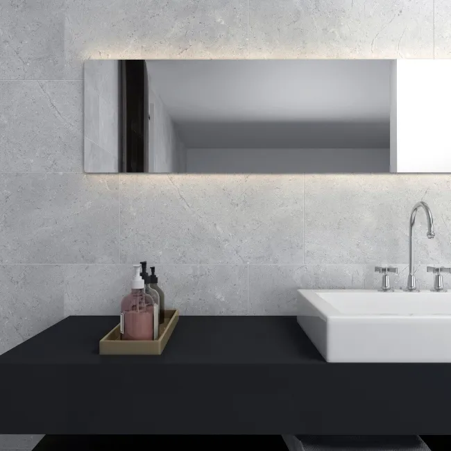 Bourke Light Grey Stone Look Matt Porcelain Tile 600x298mm