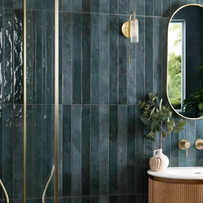 Ponto Blue Stone Look Gloss Ceramic Tile 316x600mm