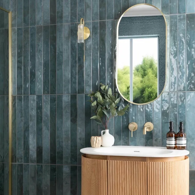Ponto Blue Stone Look Gloss Ceramic Tile 316x600mm