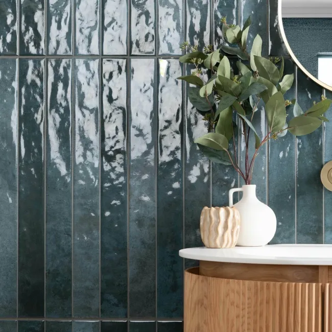 Ponto Blue Stone Look Gloss Ceramic Tile 316x600mm