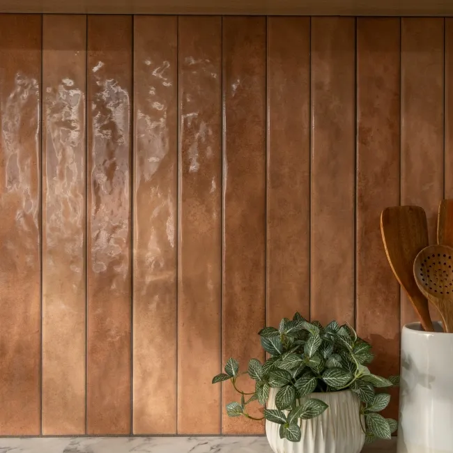 Ponto Terracotta Stone Look Gloss Ceramic Tile 316x600mm