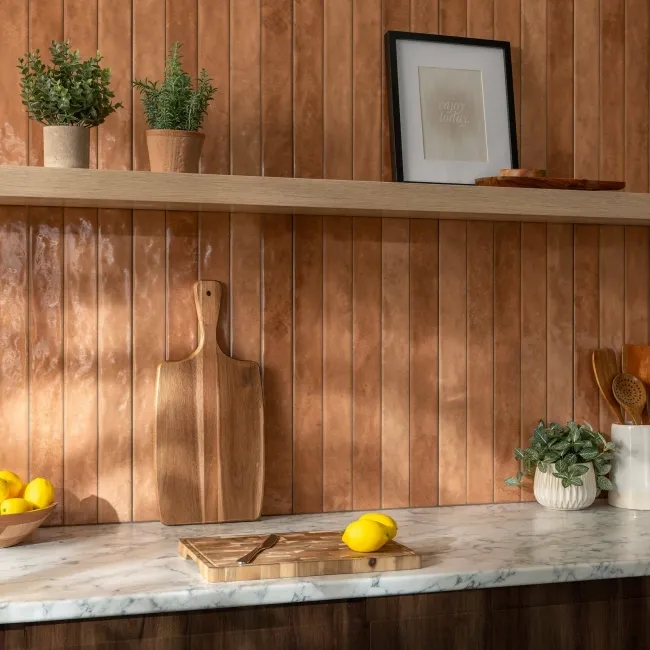 Ponto Terracotta Stone Look Gloss Ceramic Tile 316x600mm