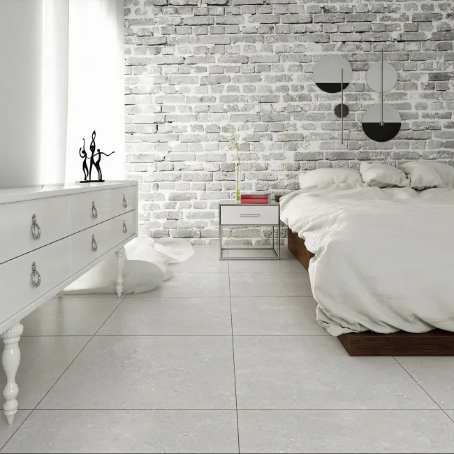 Cobbles Light Grey Stone Look Matt Ceramic Tile 600x600mm