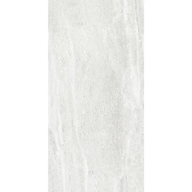 Antalya White Vein Cut Travertine Look Glossy Ceramic Tile 600x300mm