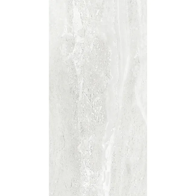 Antalya White Vein Cut Travertine Look Glossy Ceramic Tile 600x300mm