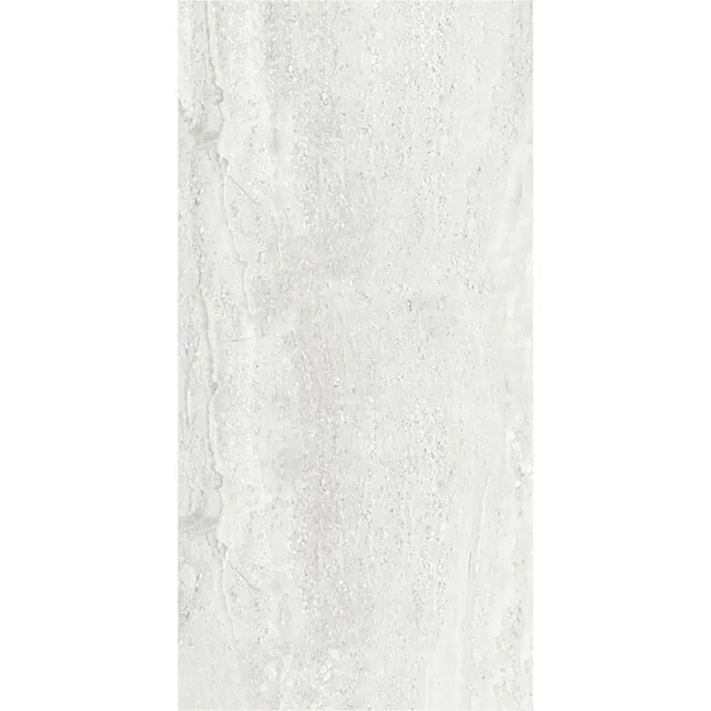Antalya White Vein Cut Travertine Look Glossy Ceramic Tile 600x300mm