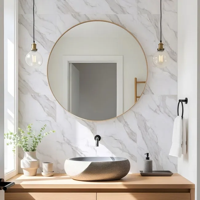 Vintage White Marble Look Matt Ceramic Tile 298x600mm