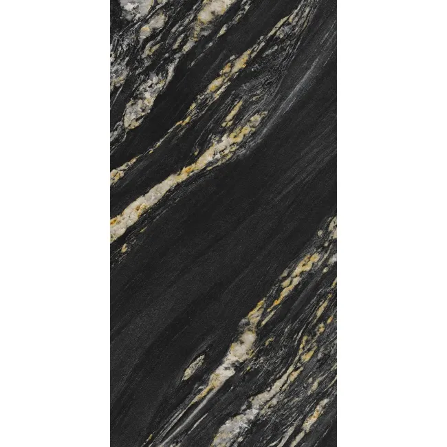 Milan Black Marble Look Polished Porcelain Tile 600x1200mm
