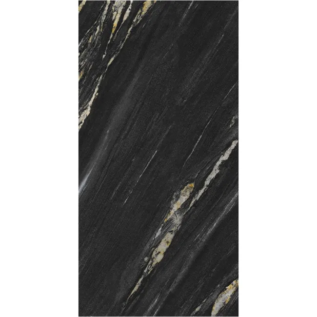 Milan Black Marble Look Polished Porcelain Tile 600x1200mm