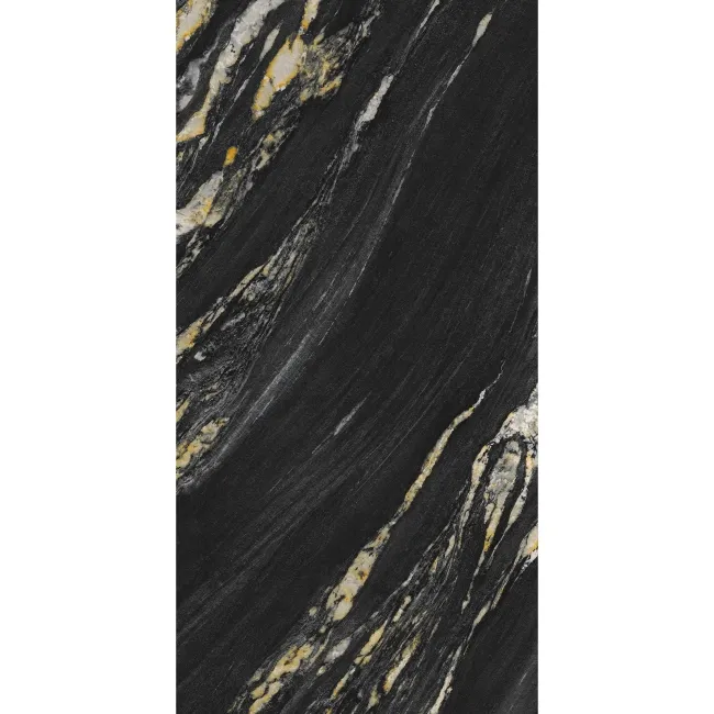 Milan Black Marble Look Polished Porcelain Tile 600x1200mm
