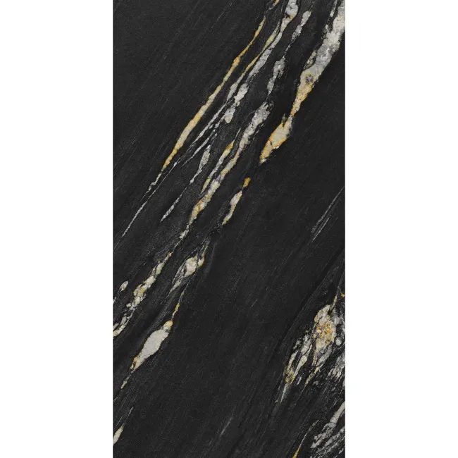Milan Black Marble Look Polished Porcelain Tile 600x1200mm