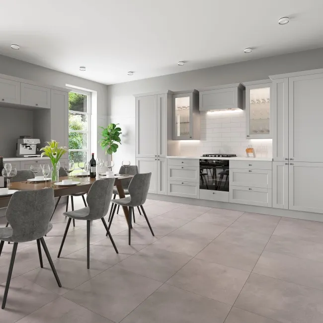 Crea Grey Cross Travertine Look Matt Porcelain Tile 600x600mm