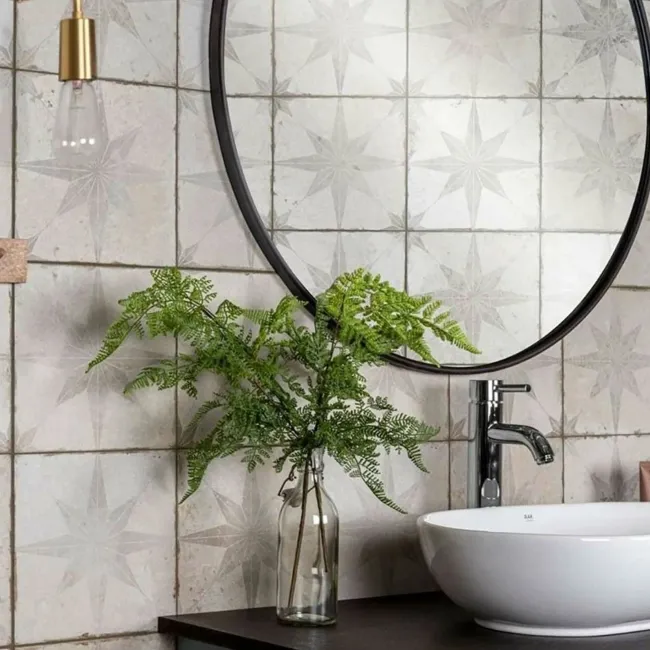 Metropolis Star Silver Patterned Matt Ceramic Tile 450x450mm
