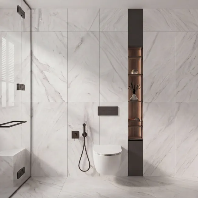 Velvet White Marble Look Matt Porcelain Tile 600x1200mm